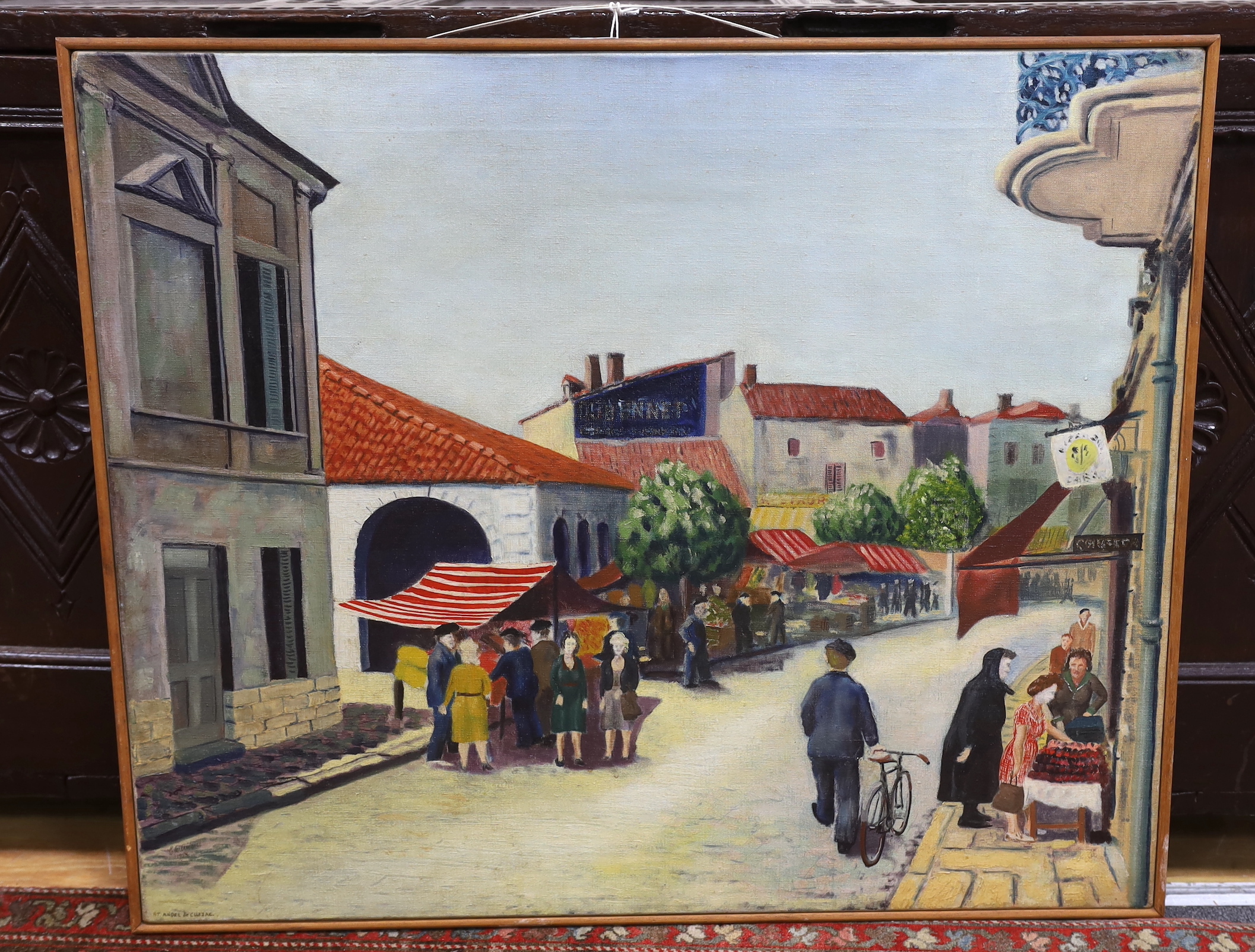 E.W. Allens, oil on canvas, 'St Andre de Curzac', signed and dated 1955, 64 x 76cm